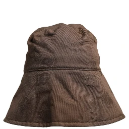 Brown Logo Monogram Cotton Bucket Cap