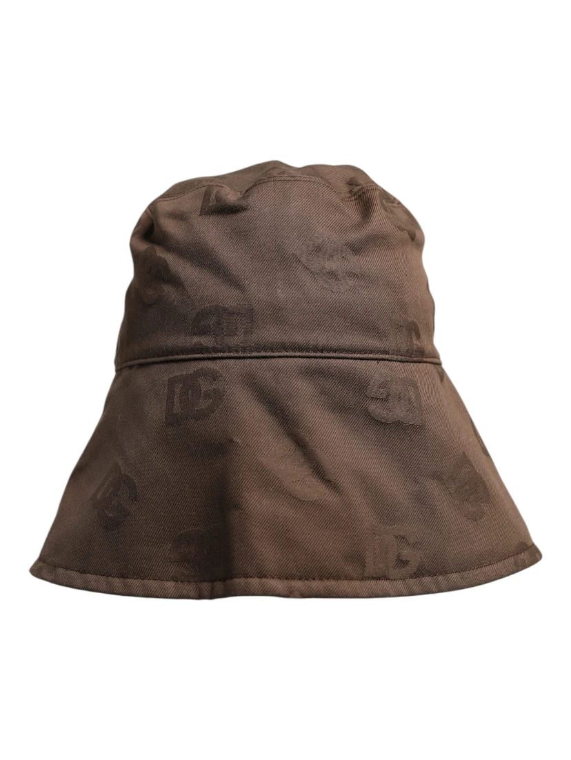 Brown Logo Monogram Cotton Bucket Cap