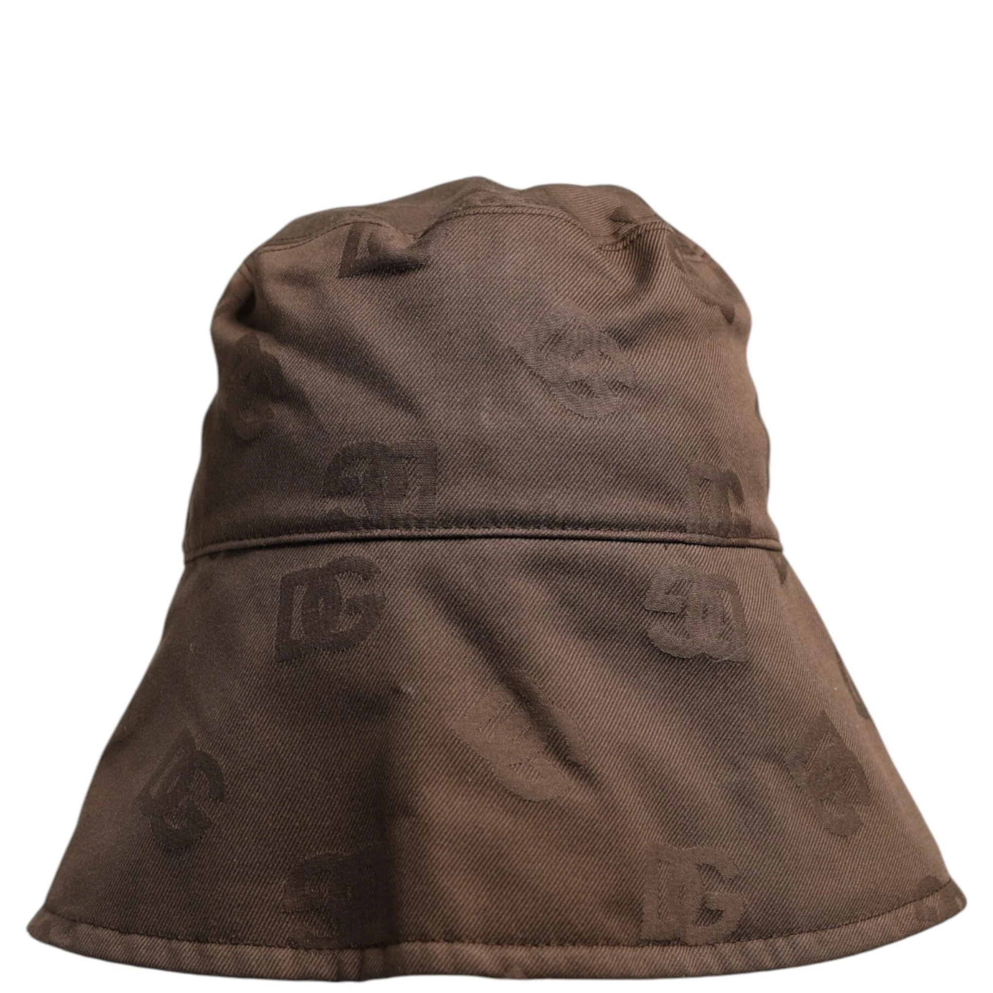 Brown Logo Monogram Cotton Bucket Cap