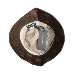 Brown Logo Monogram Cotton Bucket Cap