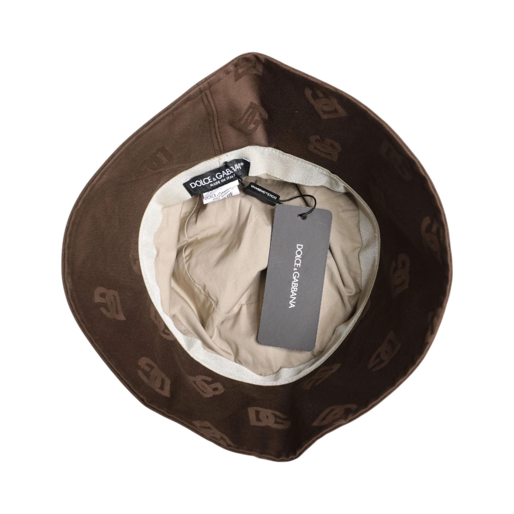 Brown Logo Monogram Cotton Bucket Cap