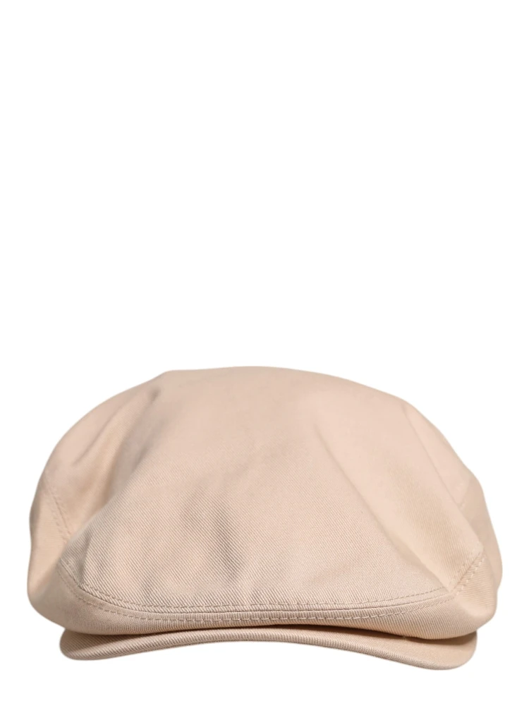 Beige Cotton Newsboy Capello Cabbie Hat