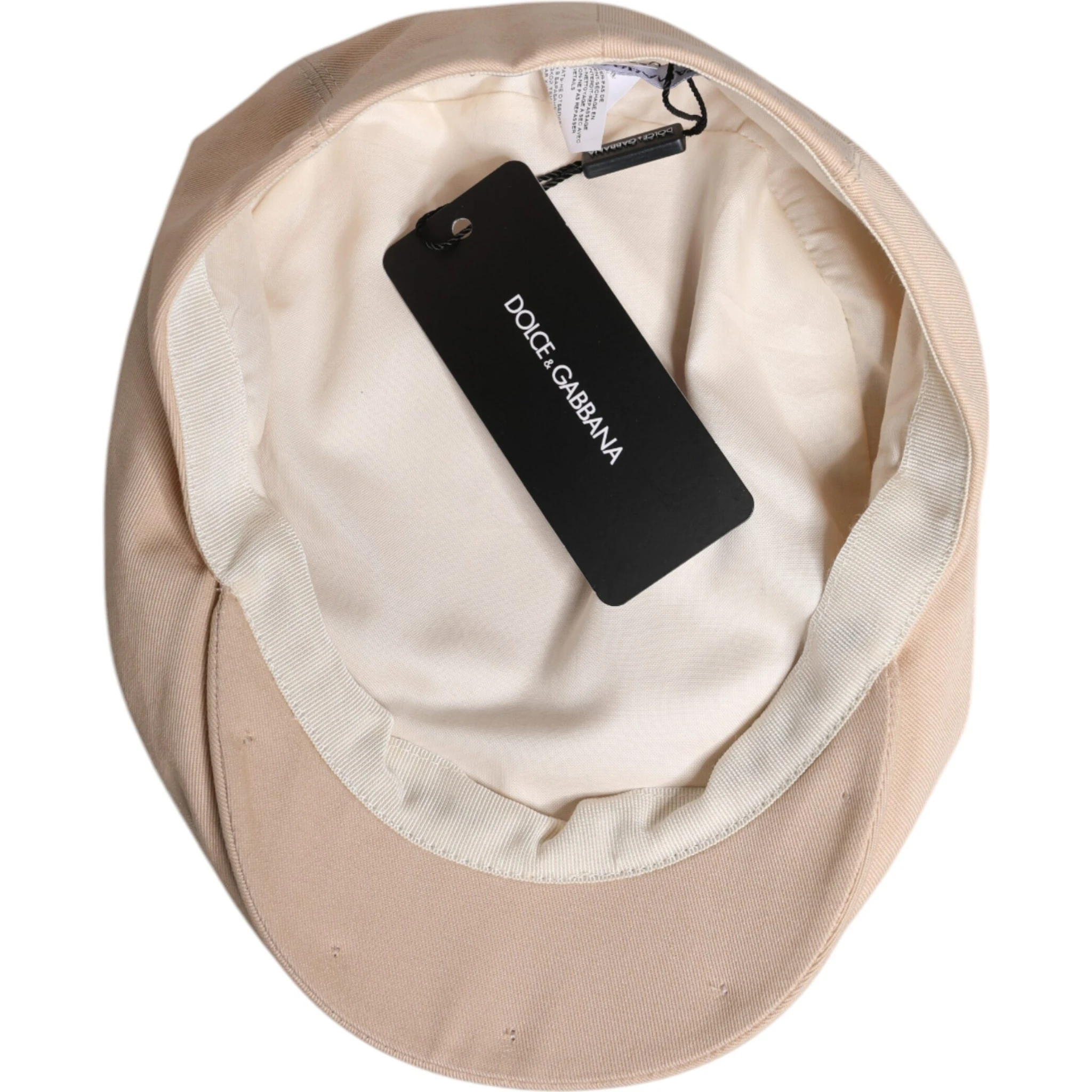 Beige Cotton Newsboy Capello Cabbie Hat