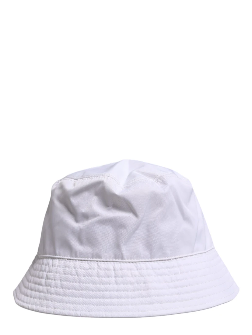 White Cotton Wide Brim Bucket Hat