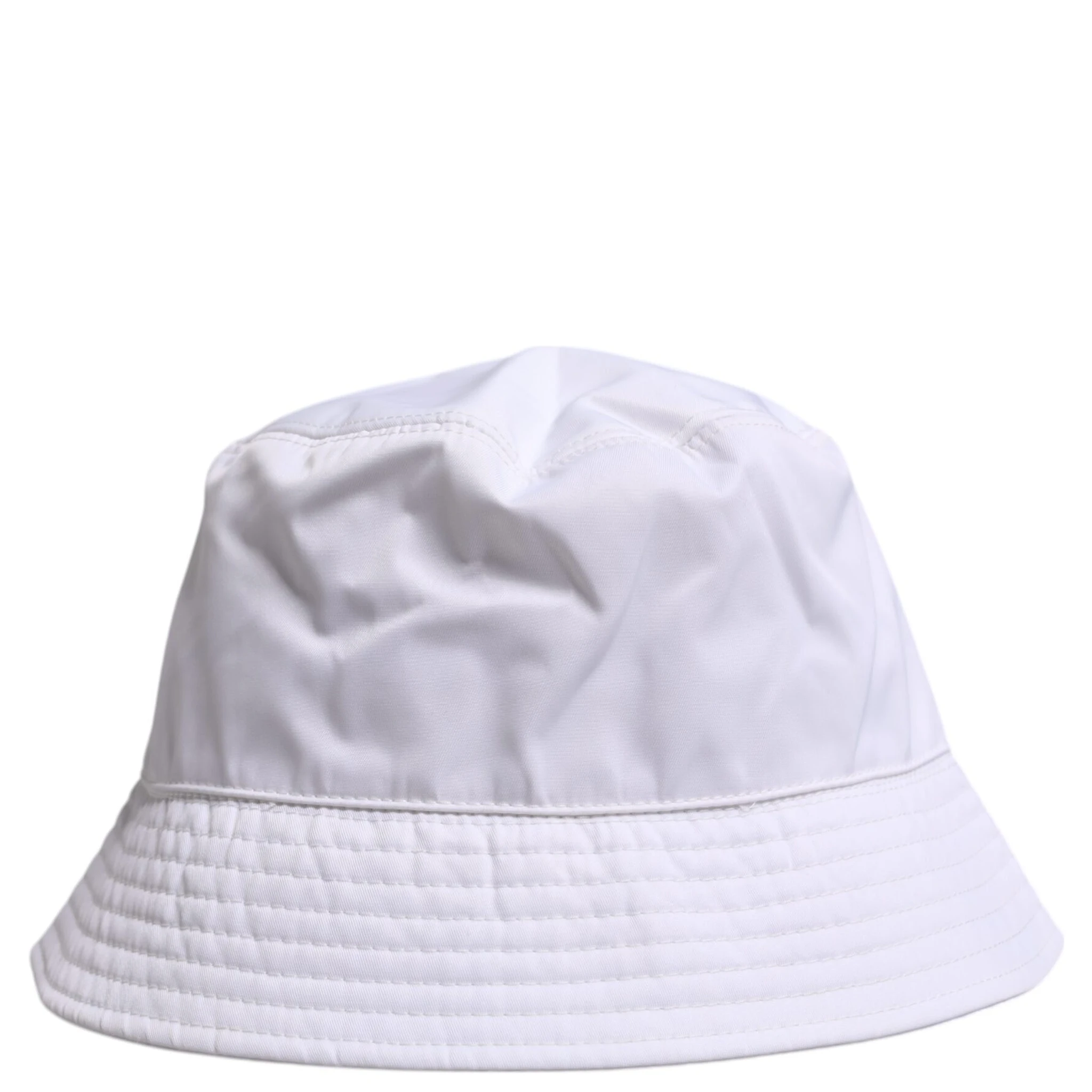 White Cotton Wide Brim Bucket Hat