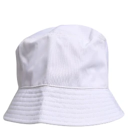 White Cotton Wide Brim Bucket Hat