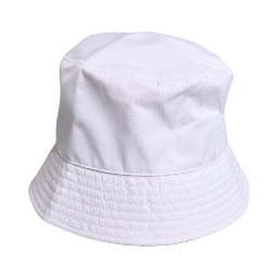White Cotton Wide Brim Bucket Hat