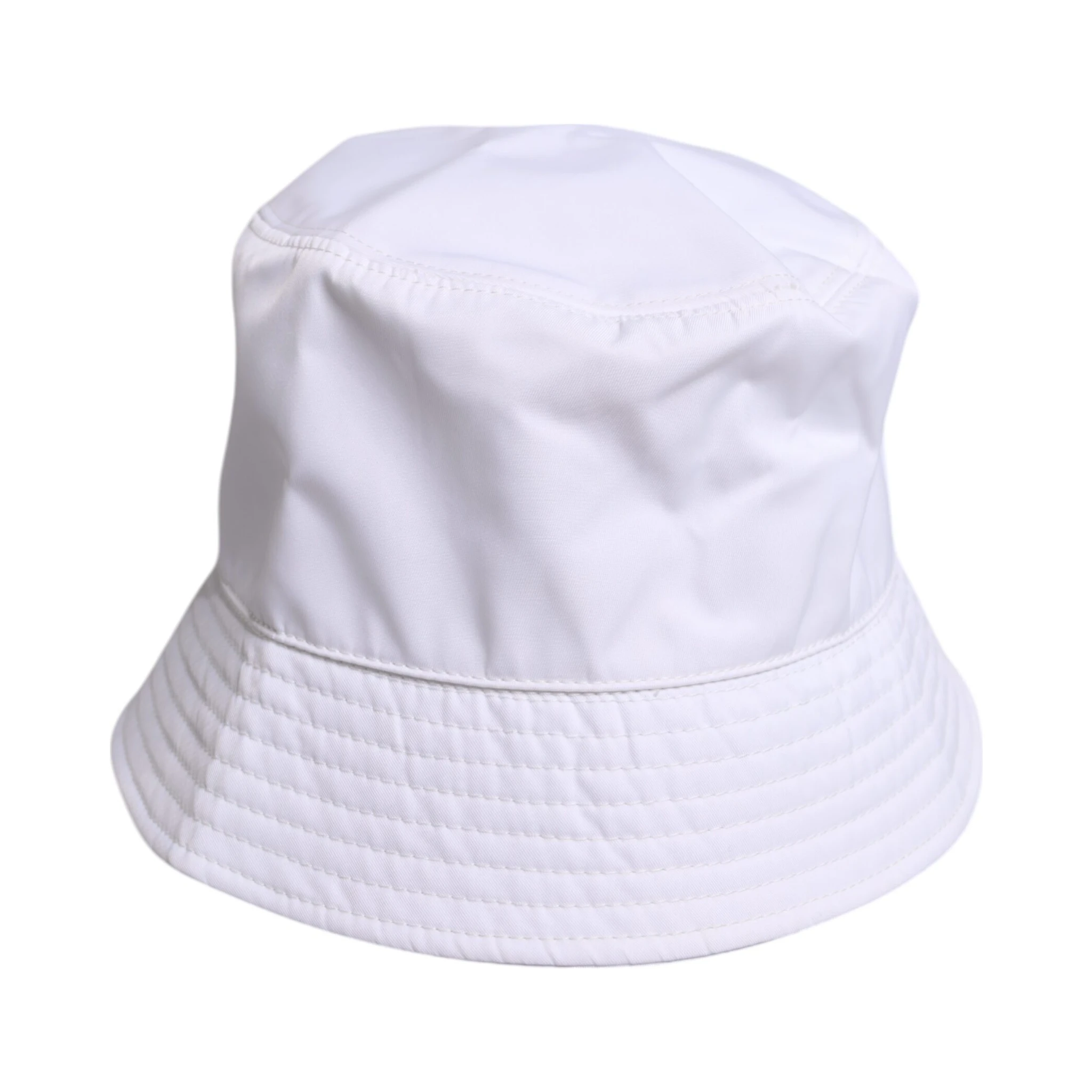 White Cotton Wide Brim Bucket Hat