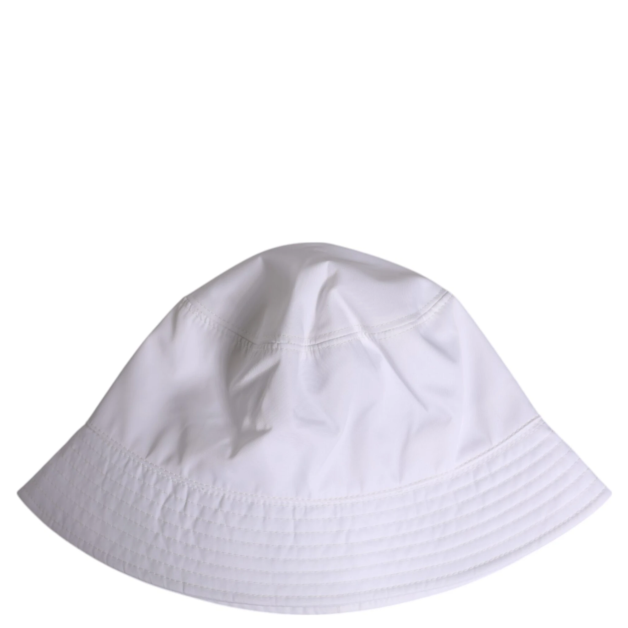 White Cotton Wide Brim Bucket Hat
