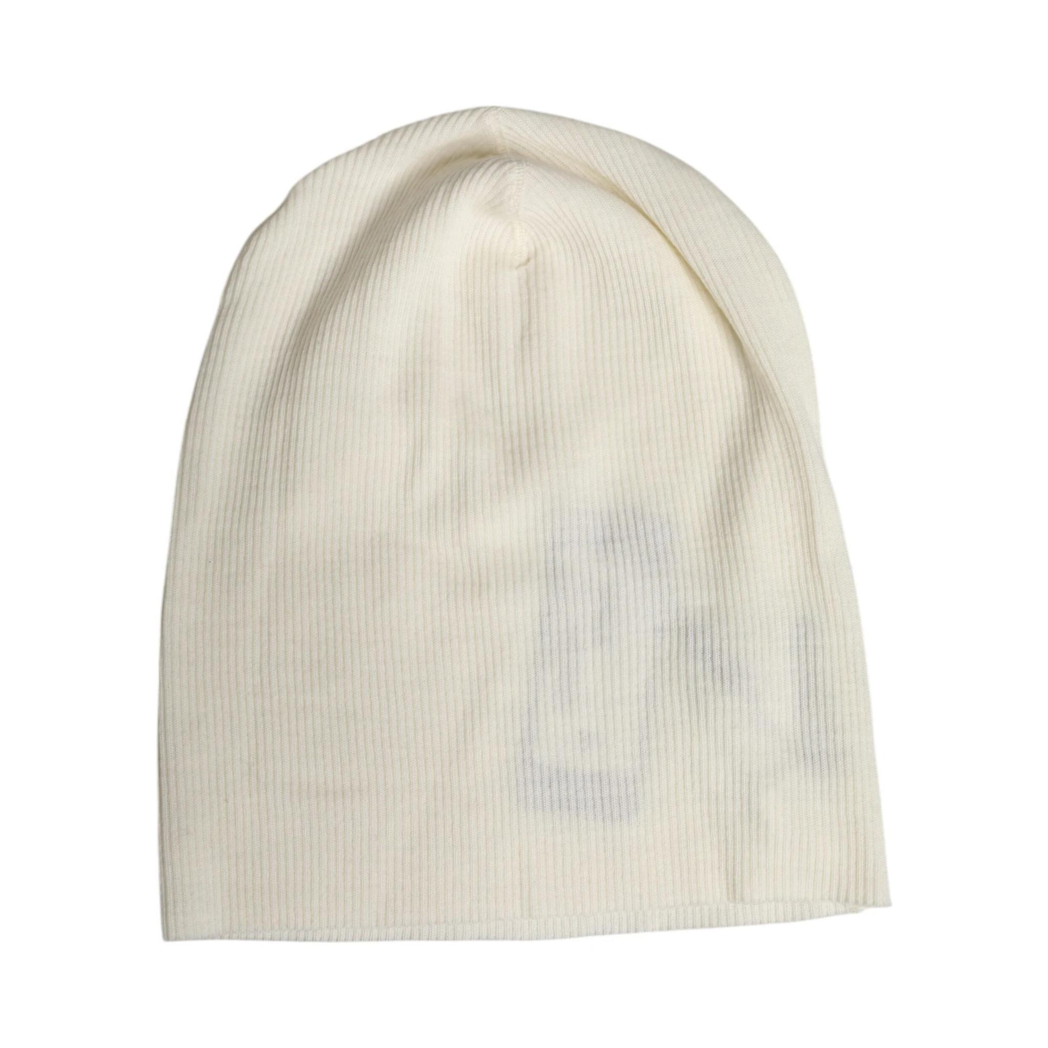 Beige Wool Blend Knitted Beanie Cap
