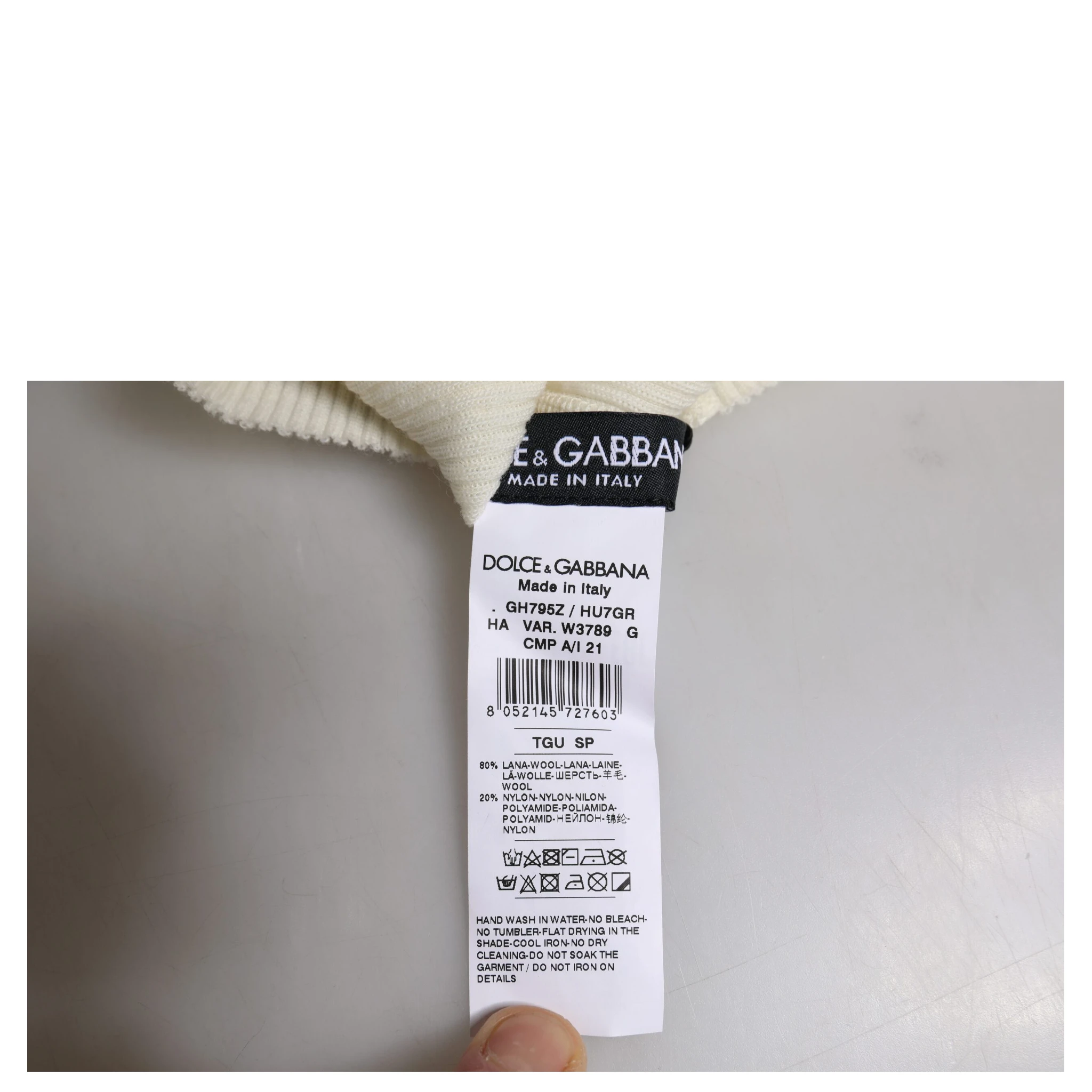 Beige Wool Blend Knitted Beanie Cap