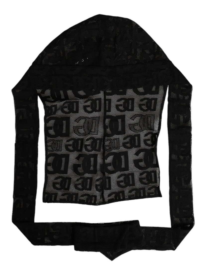 Black Logo Mesh Whole Head Wrap Hat