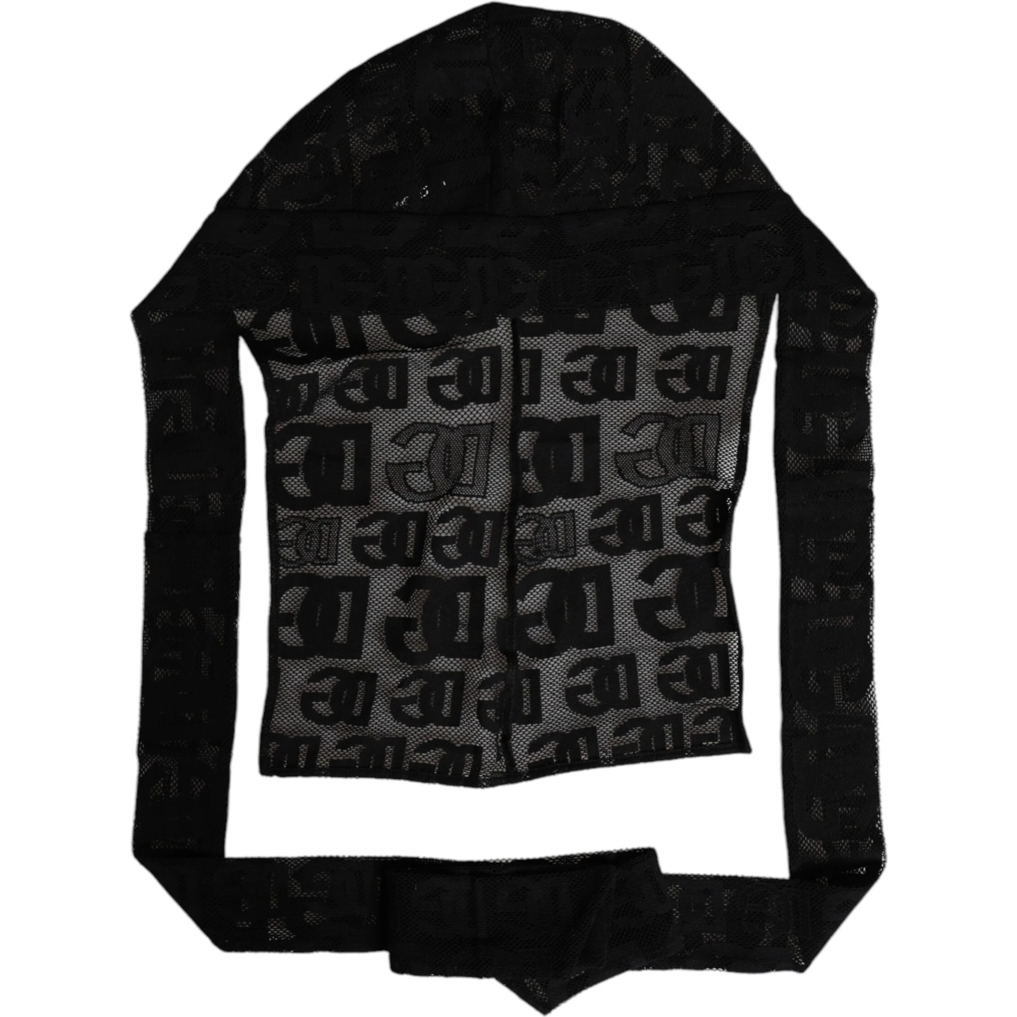 Black Logo Mesh Whole Head Wrap Hat