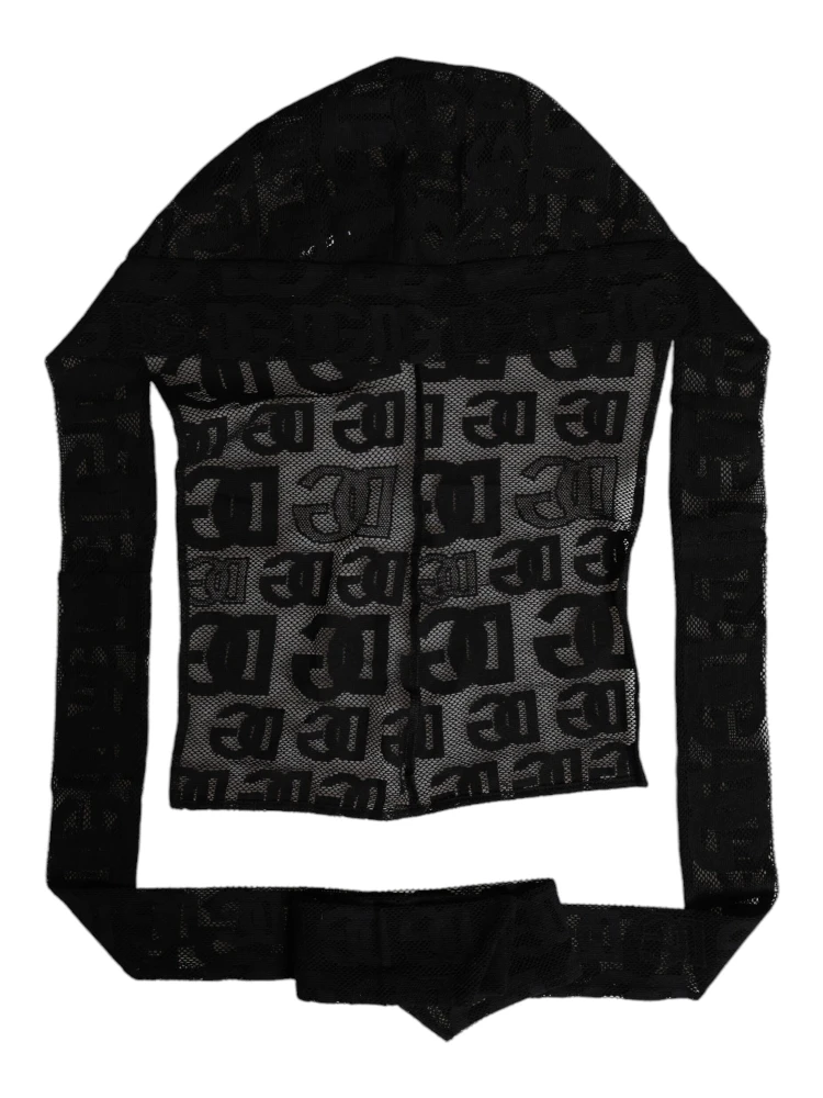 Black Logo Mesh Whole Head Wrap Hat alternative