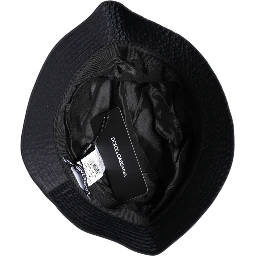Black Cotton Wide Brim Bucket Hat