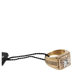 Gold Tone Sterling Silver 925 Crystals Ring