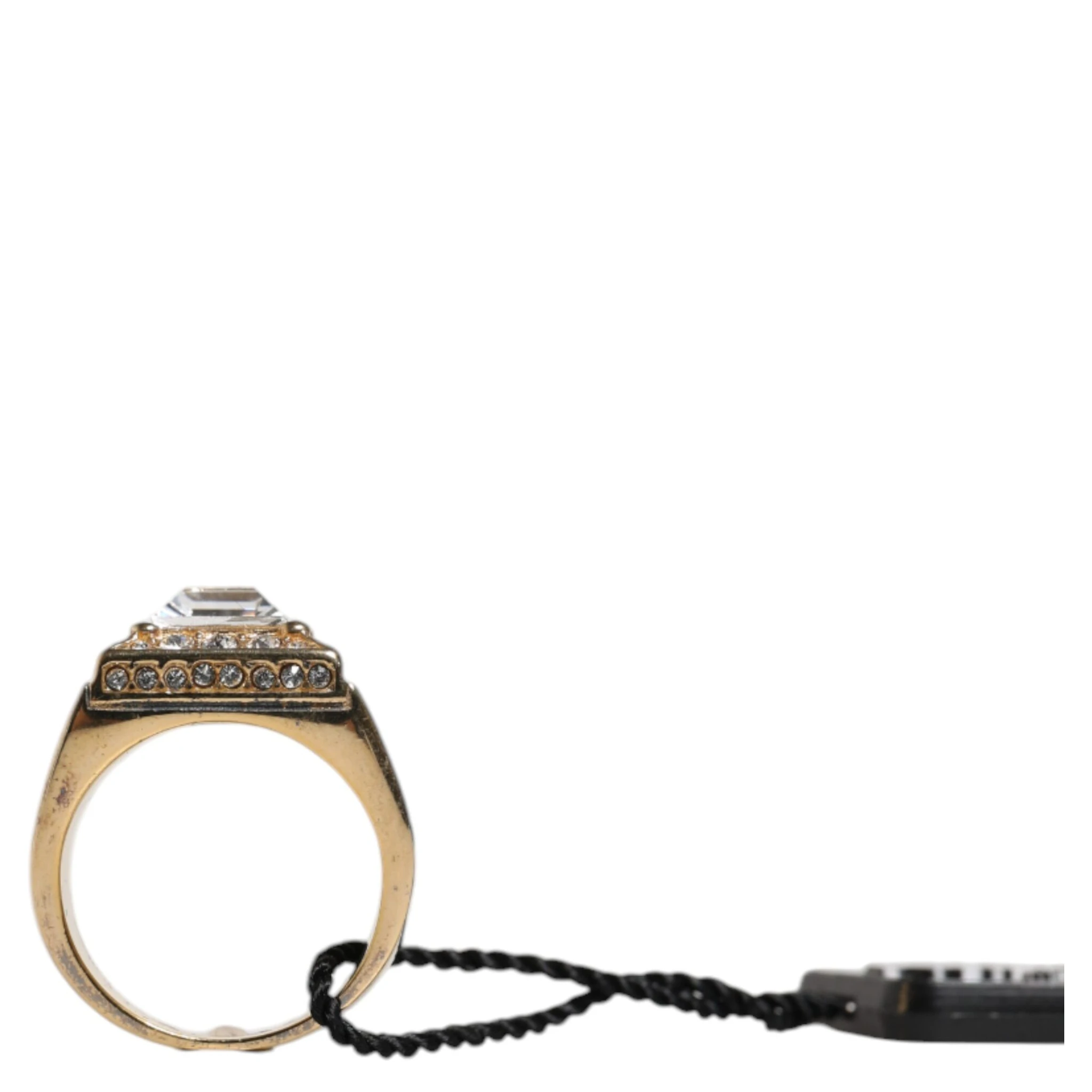 Gold Tone Sterling Silver 925 Crystals Ring