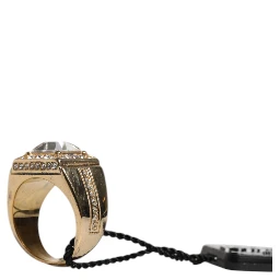 Gold Tone Sterling Silver 925 Crystals Ring