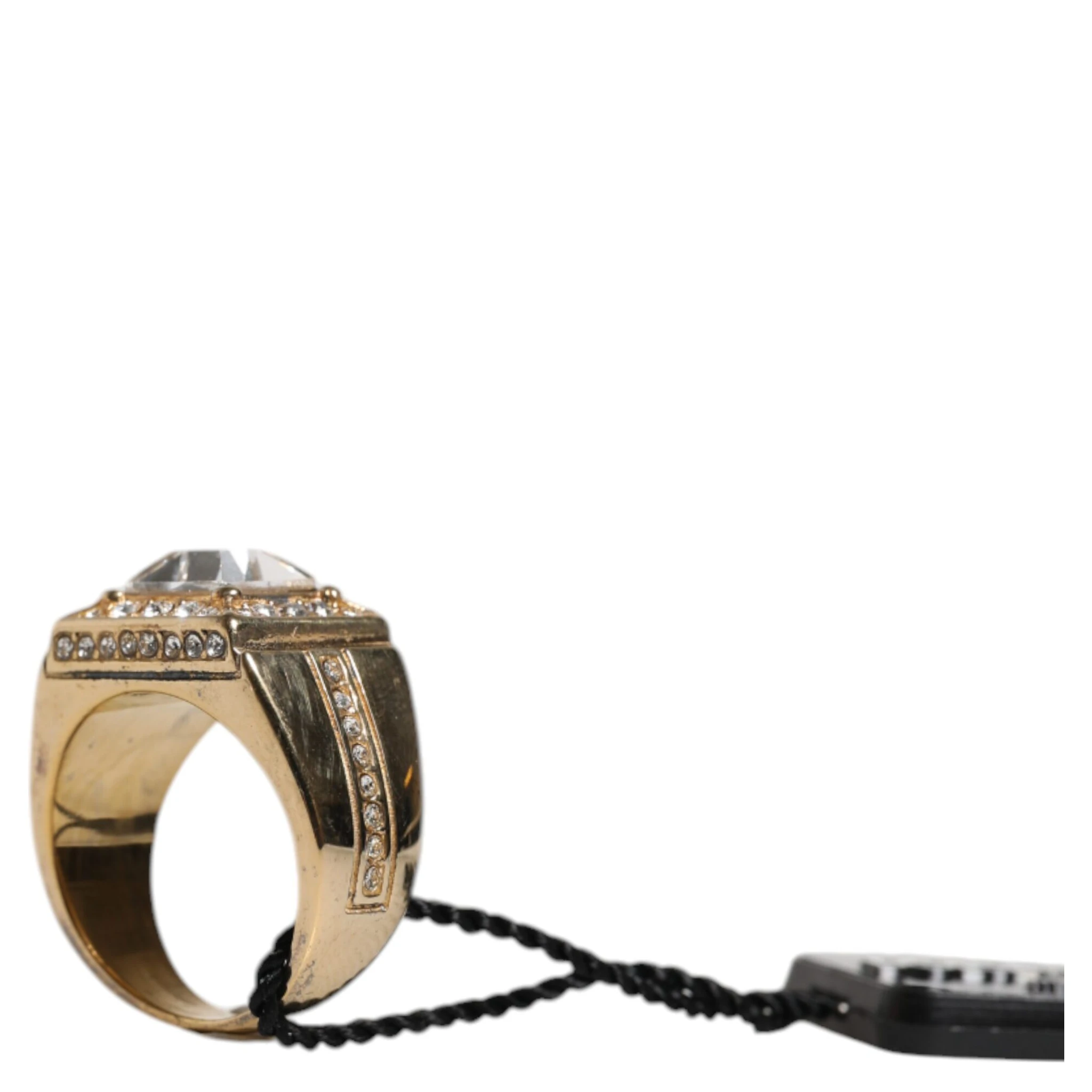 Gold Tone Sterling Silver 925 Crystals Ring