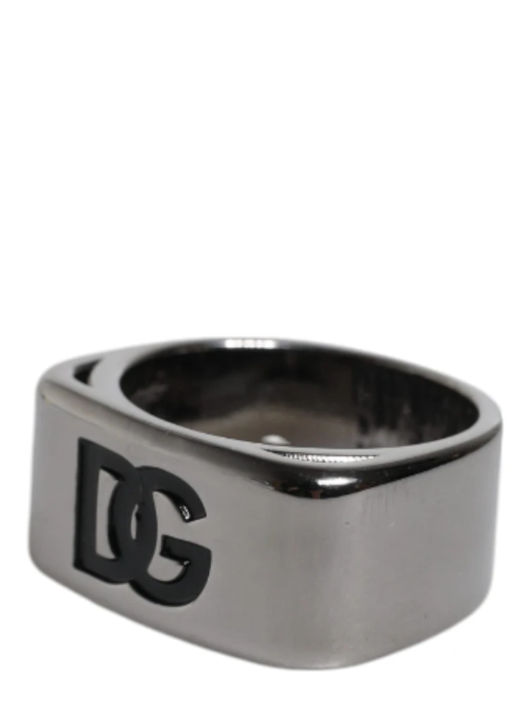 Silver Tone Brass Anello DG Logo Ring