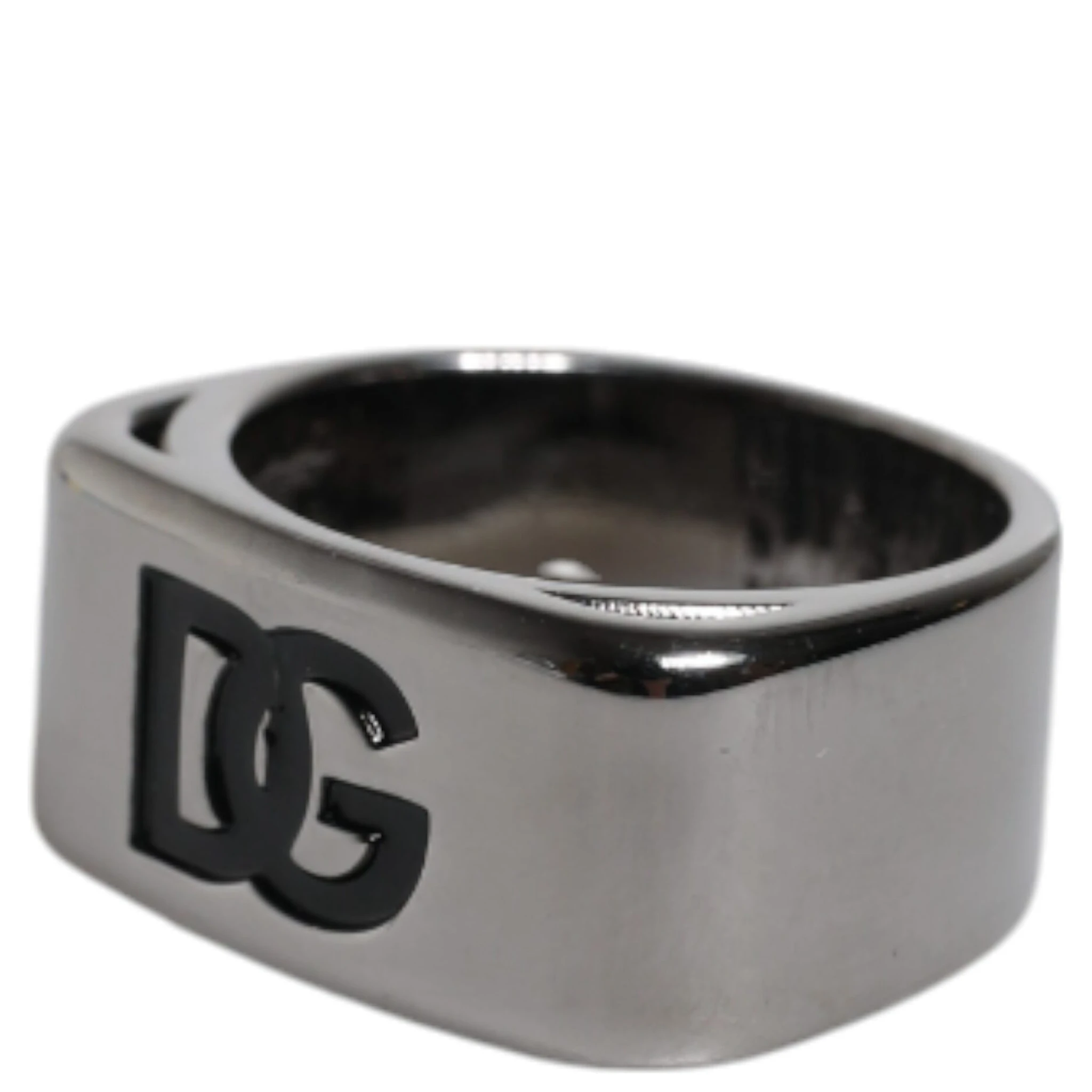 Silver Tone Brass Anello DG Logo Ring