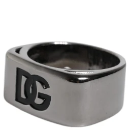 Silver Tone Brass Anello DG Logo Ring