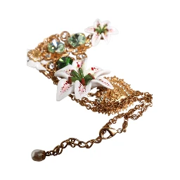 Gold Brass Lily Crystal Sacred Heart Pendant Necklace