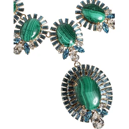 Gold Brass Pietre Oval Crystal Embellished Necklace