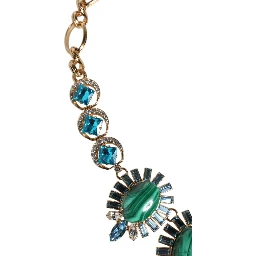 Gold Brass Pietre Oval Crystal Embellished Necklace