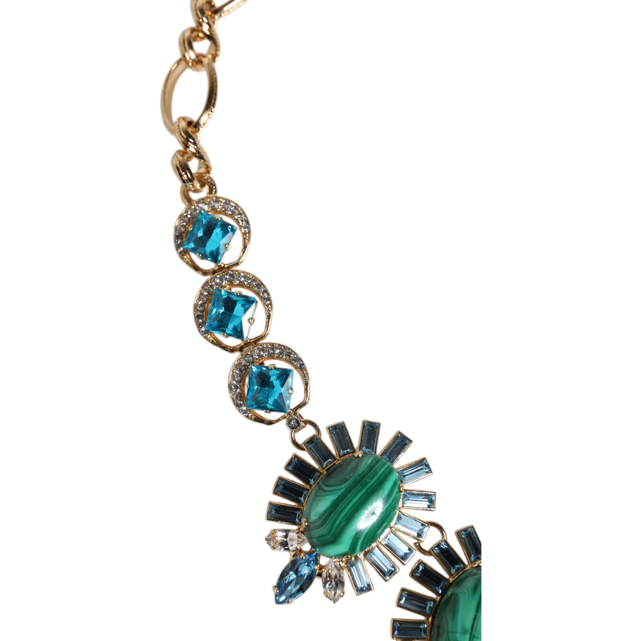 Gold Brass Pietre Oval Crystal Embellished Necklace