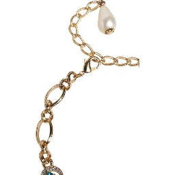 Gold Brass Pietre Oval Crystal Embellished Necklace