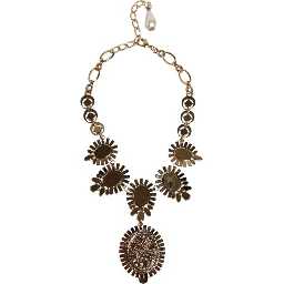 Gold Brass Pietre Oval Crystal Embellished Necklace