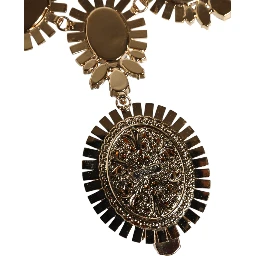 Gold Brass Pietre Oval Crystal Embellished Necklace