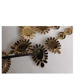 Gold Brass Pietre Oval Crystal Embellished Necklace