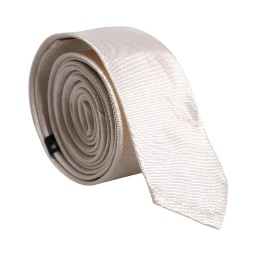 White Solid Silk Adjustable Necktie Tie