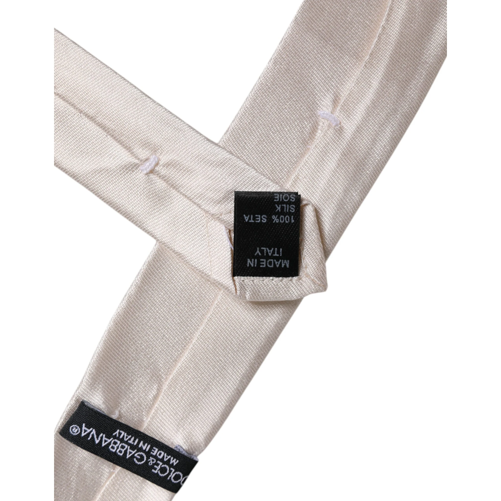 White Solid Silk Adjustable Necktie Tie