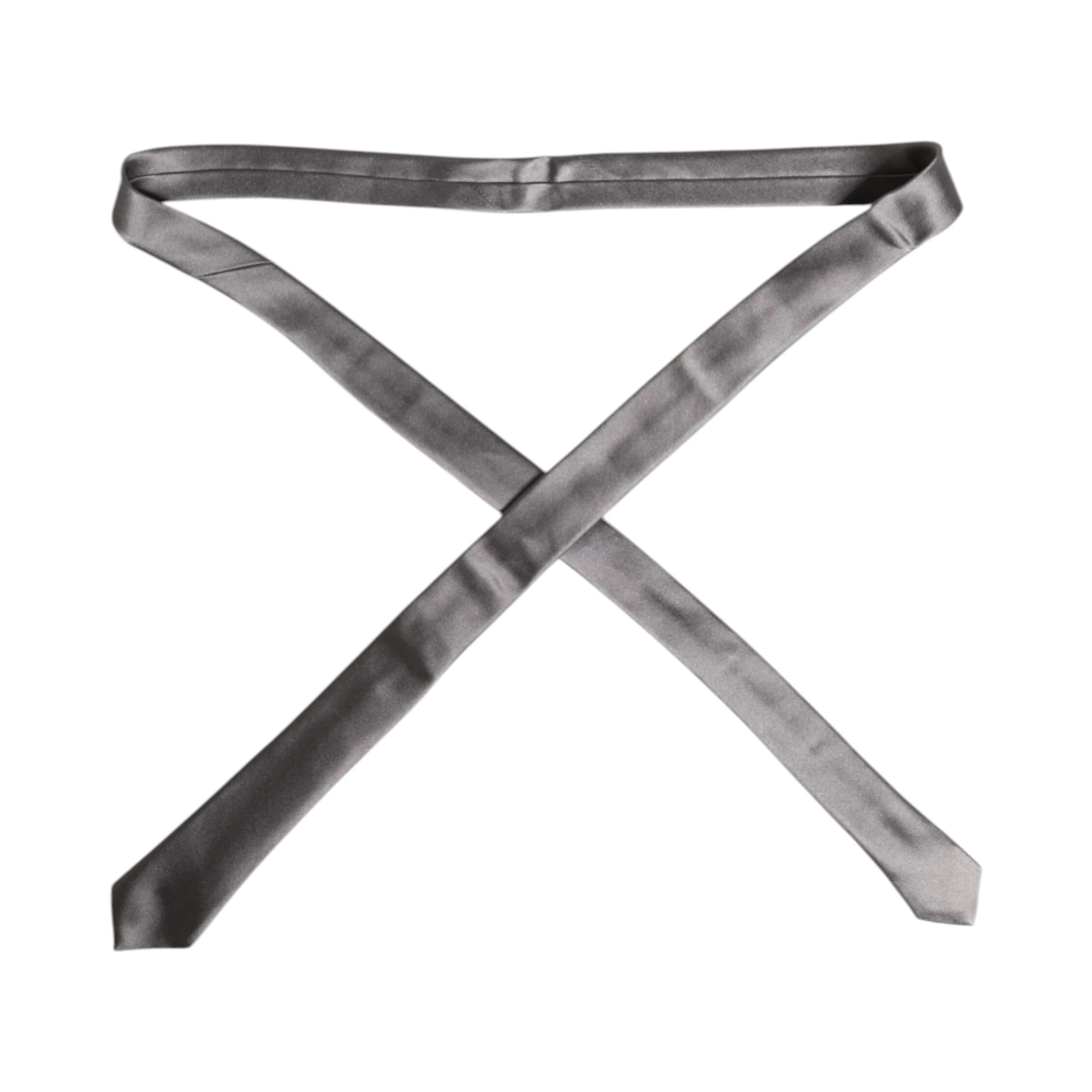 Metallic Silver Silk Adjustable Necktie Tie