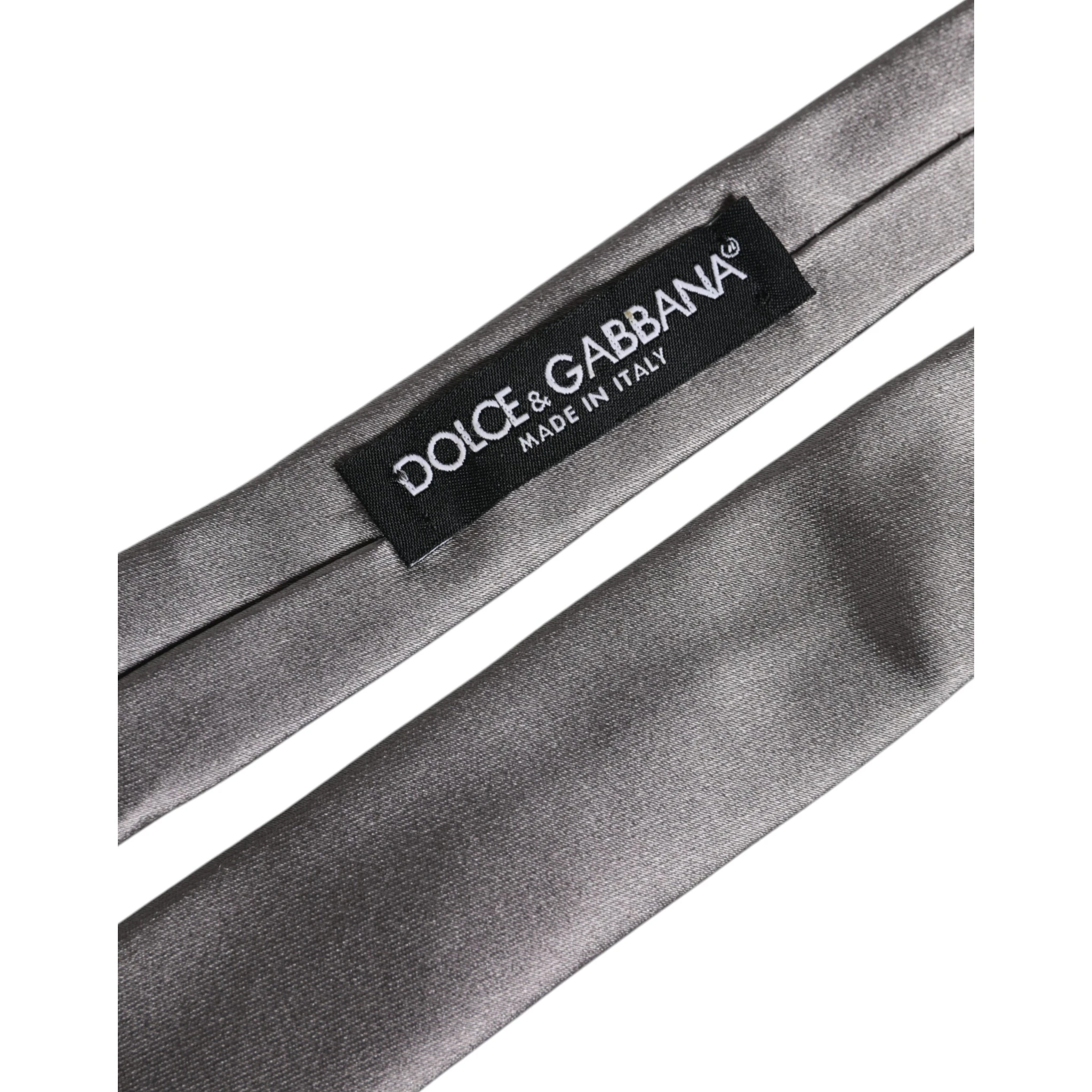 Metallic Silver Silk Adjustable Necktie Tie