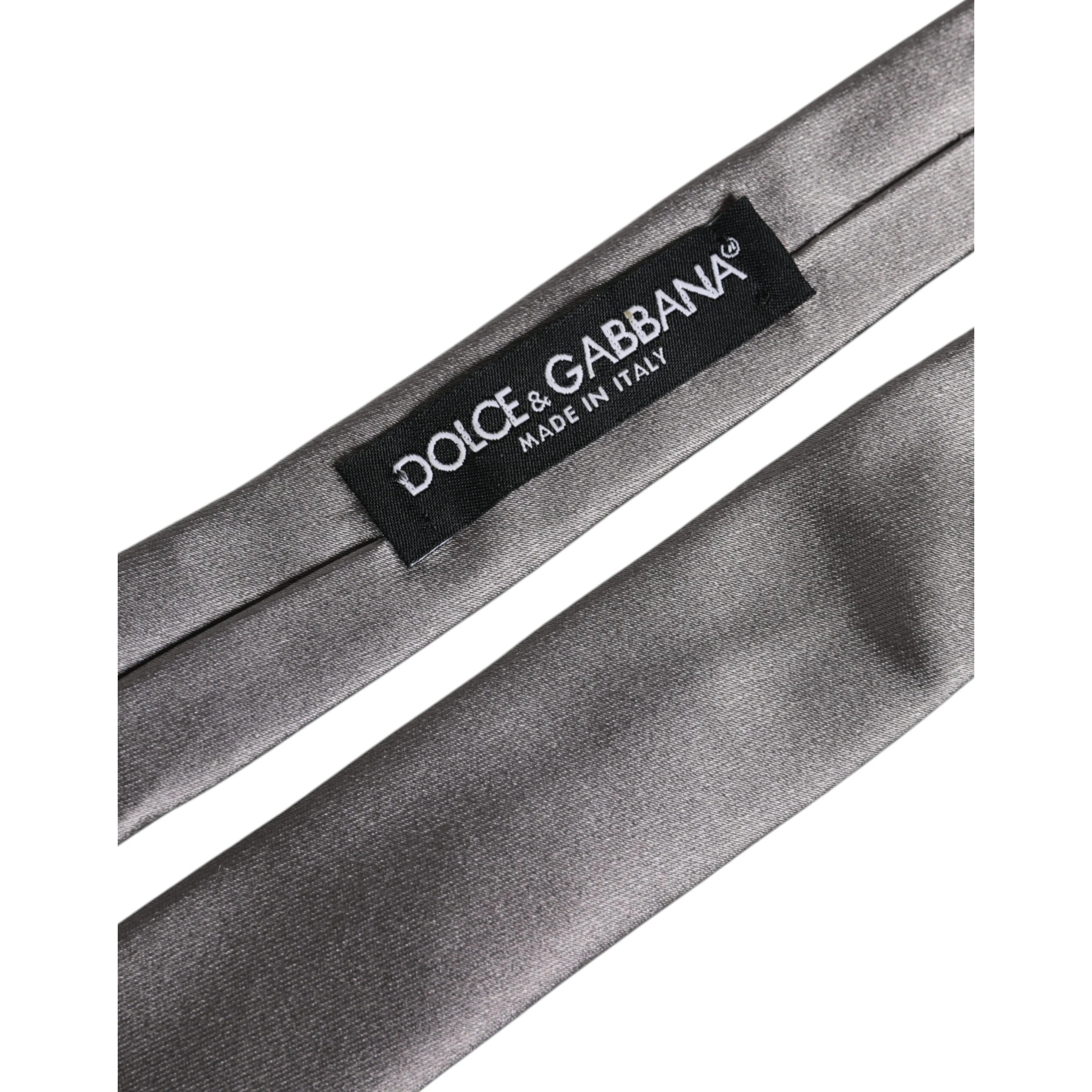 Metallic Silver Silk Adjustable Necktie Tie