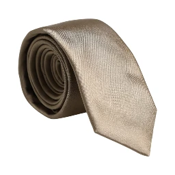 Beige Solid Silk Adjustable Necktie Tie