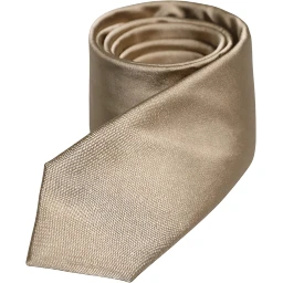 Beige Solid Silk Adjustable Necktie Tie