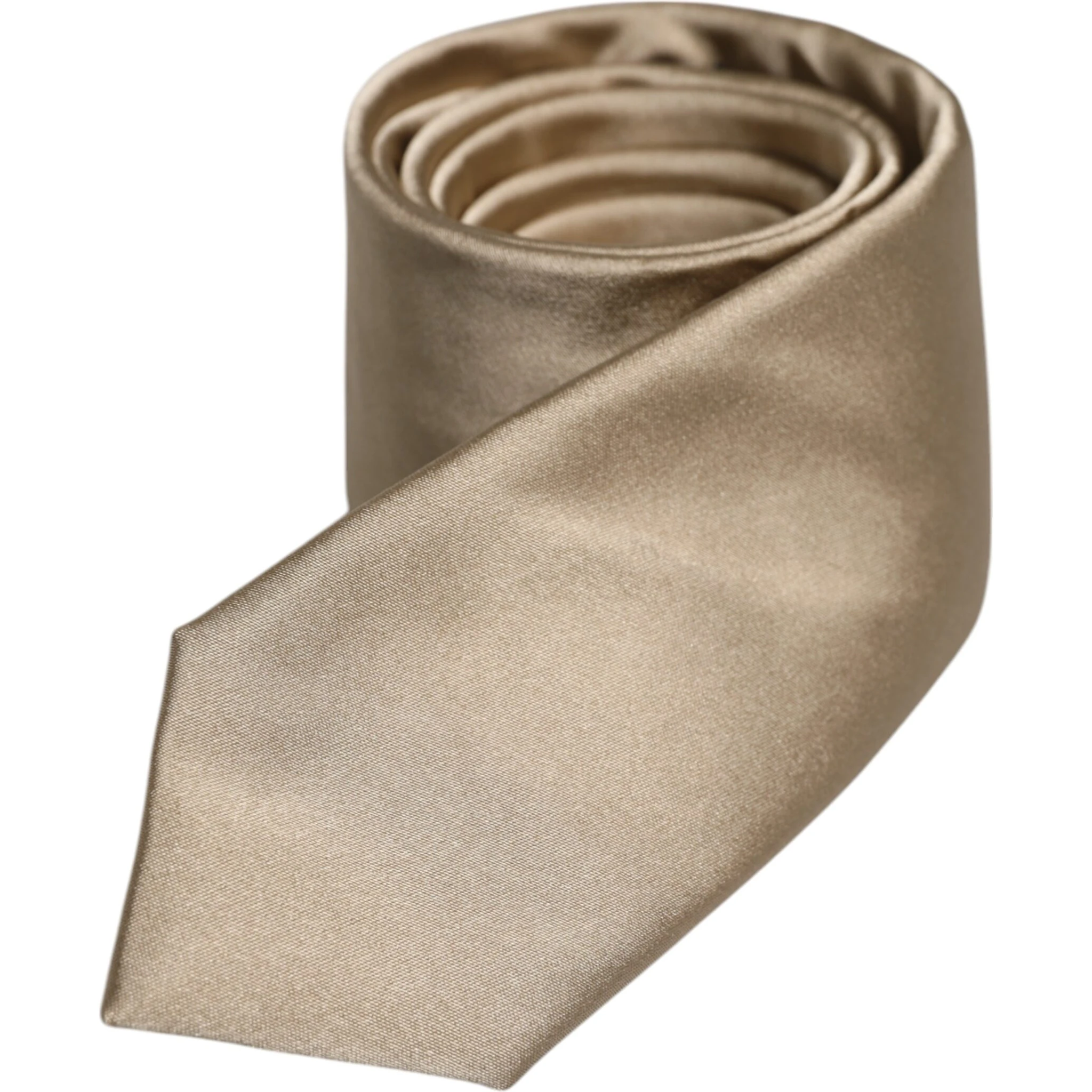 Beige Solid Silk Adjustable Necktie Tie