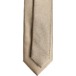 Beige Solid Silk Adjustable Necktie Tie