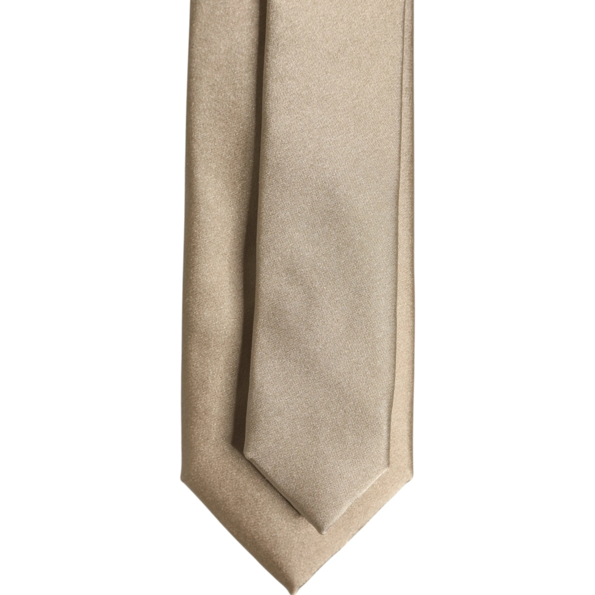 Beige Solid Silk Adjustable Necktie Tie