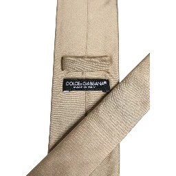 Beige Solid Silk Adjustable Necktie Tie