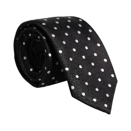 Black Polka Dots Silk Adjustable Necktie Tie