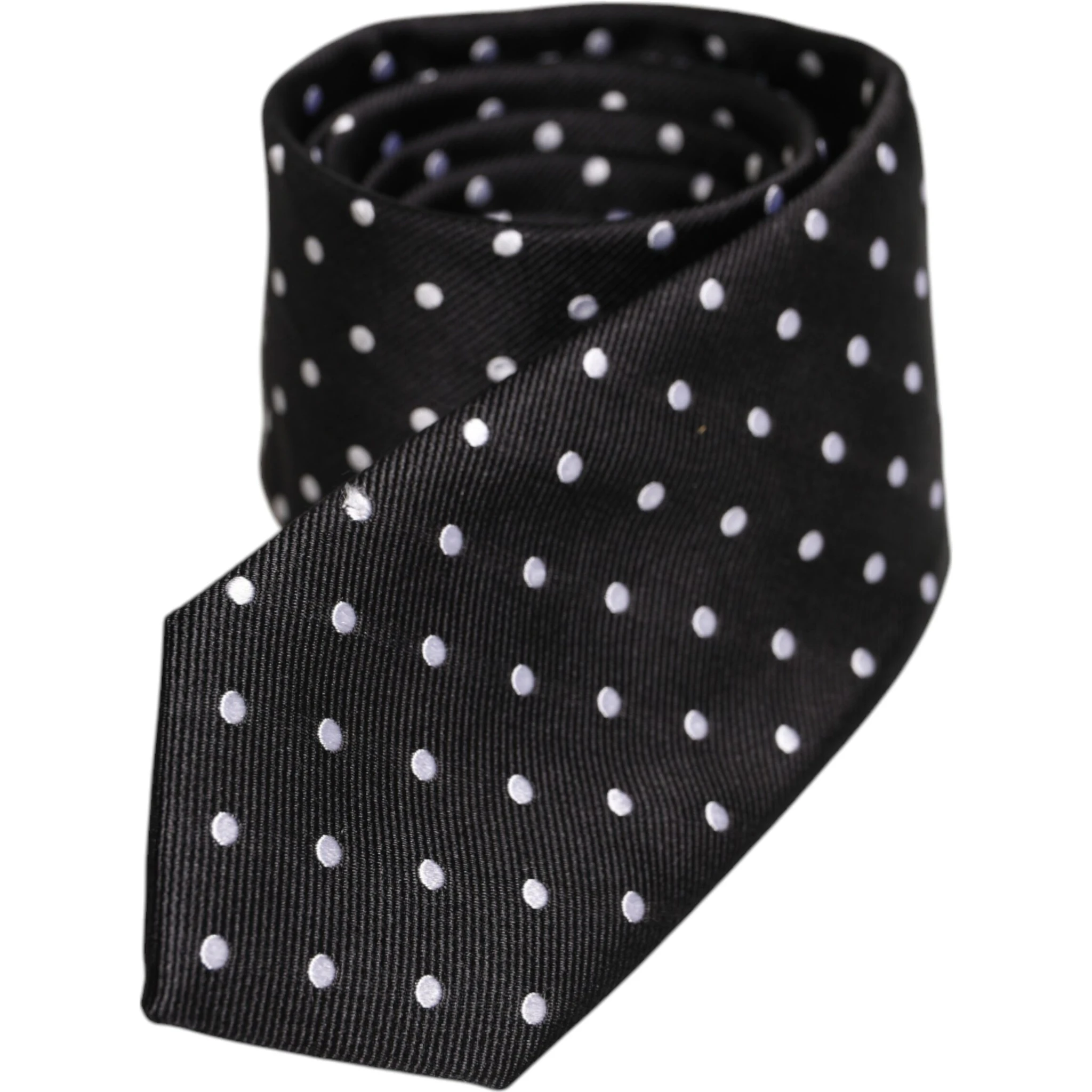 Black Polka Dots Silk Adjustable Necktie Tie