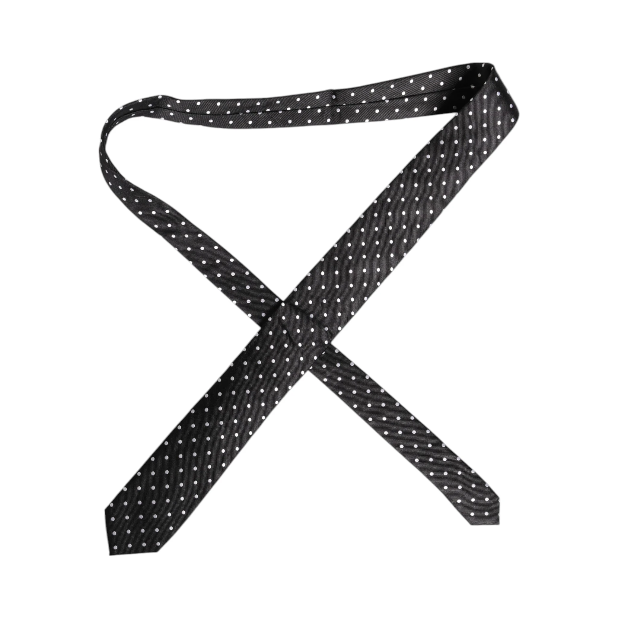 Black Polka Dots Silk Adjustable Necktie Tie