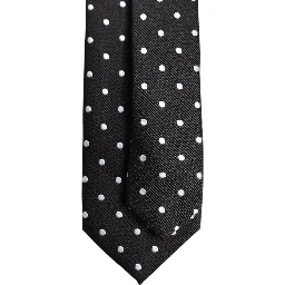Black Polka Dots Silk Adjustable Necktie Tie