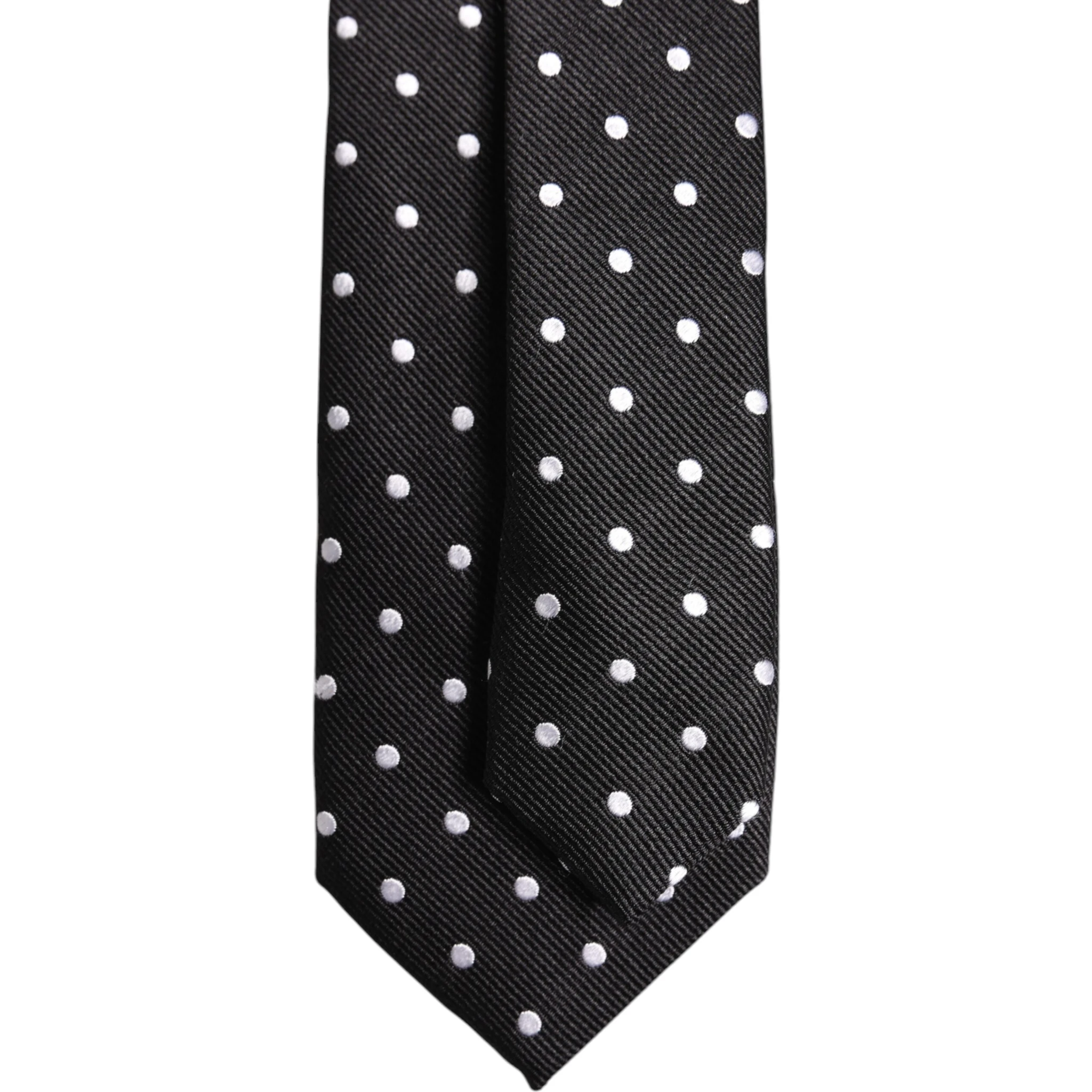 Black Polka Dots Silk Adjustable Necktie Tie